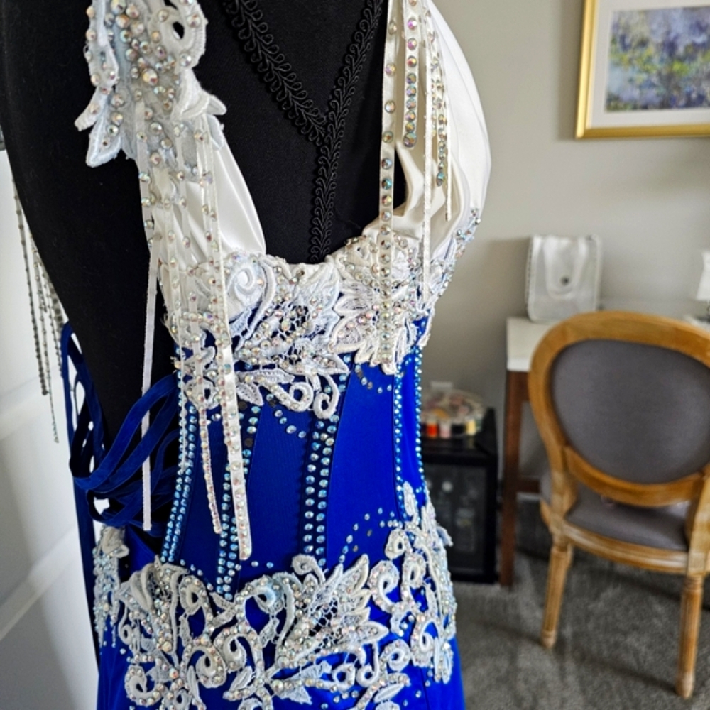 Elegant Blue and White Smooth  BallGown - Picture 3 of 8